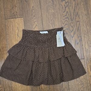 Midnight Sky Chocolate Brown Tired Ruffled Mini Skirt